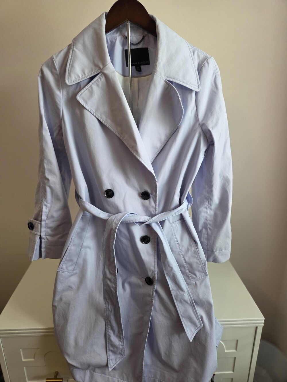 Banana Republic Light Blue Trench Coat with Tie Belt